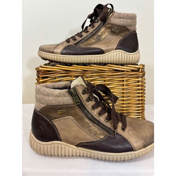 Women's Remonte Ankle Boots Size 39 Brown Beige Lace Up - Picture 4 of 9